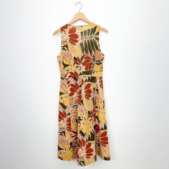 Sezane Women’s Mathilda Linen Blend Wrap Midi Dress Multicolor Tropical Floral - Picture 3 of 11